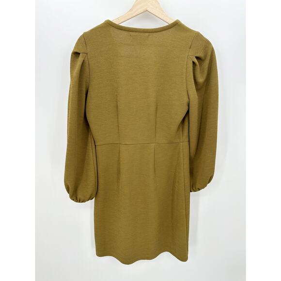 Madewell Texture & Thread Olive Green‎ Crepe Balloon Sleeve Dress Women Small - Picture 2 of 9